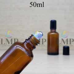 Chai tinh dầu nắp đen đầu bi lăn sắt 50ml