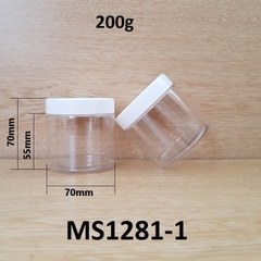 Hũ PETE trong 200g nắp màu