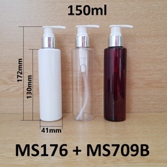 Chai vai ngang vòi van xi bạc bóng KO viền 150ml