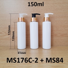 Chai trắng vai ngang vòi van xi vàng 150ml