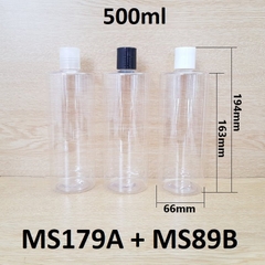 Chai trong vai ngang nắp nhấn 500ml