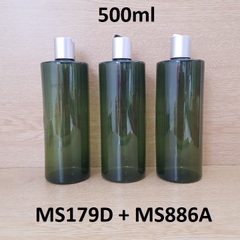 Chai rêu vai ngang nắp nhấn bạc 500ml