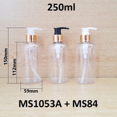 Chai PET vai tròn trong vòi van xi vàng 250ml