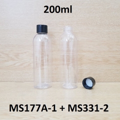 Chai trong vai tròn nắp vặn đen 200ml
