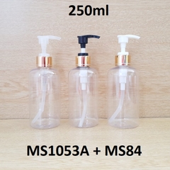 Chai PET vai tròn trong vòi van xi vàng 250ml