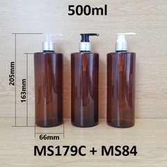 Chai nâu vai ngang vòi van xi bạc 500ml