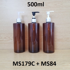 Chai nâu vai ngang vòi van xi bạc 500ml