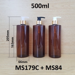 Chai nâu vai ngang vòi van xi vàng 500ml