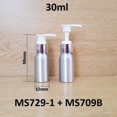 Chai nhôm vòi van xi bạc bóng KO viền 30ml
