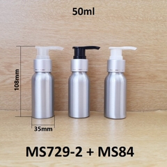 Chai nhôm vòi van xi bạc 50ml