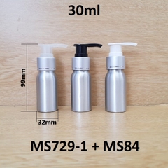 Chai nhôm vòi van xi bạc 30ml
