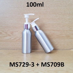 Chai nhôm vòi van xi bạc bóng KO viền 100ml