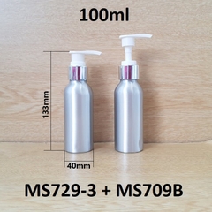 Chai nhôm vòi van xi bạc bóng KO viền 100ml