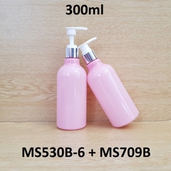 Chai hồng đục cổ cao tròn vòi van xi bạc bóng KO viền 300ml
