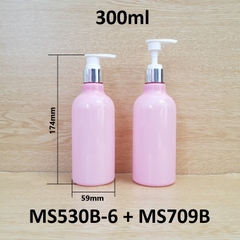 Chai hồng đục cổ cao tròn vòi van xi bạc bóng KO viền 300ml