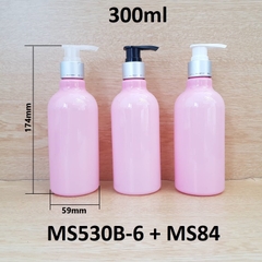 Chai hồng đục cổ cao tròn vòi van xi bạc 300ml