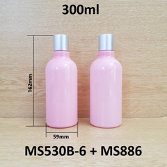 Chai hồng đục cổ cao tròn nắp nhấn bạc 300ml