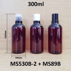 Chai nâu cổ cao tròn nắp nhấn 300ml