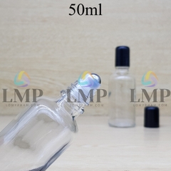 Chai tinh dầu nắp đen đầu bi lăn sắt 50ml