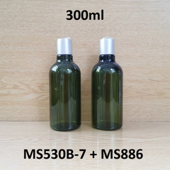 Chai rêu cổ cao tròn nắp nhấn bạc 300ml