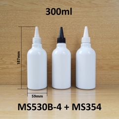Chai trắng cổ cao tròn nắp nhọn 300ml