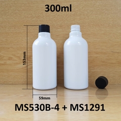 Chai trắng cổ cao tròn nắp vặn sọc 300ml