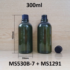Chai rêu cổ cao tròn nắp vặn sọc 300ml