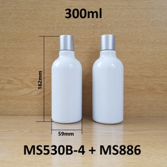 Chai trắng cổ cao tròn nắp nhấn bạc 300ml
