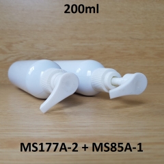 Chai trắng vai tròn vòi van sọc trắng 200ml