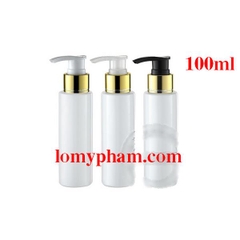 Chai trắng đục vai ngang vòi van xi vàng 100ml