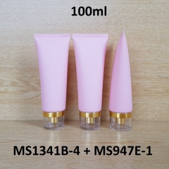 Tuýp tròn hồng nhám nắp vàng 100ml