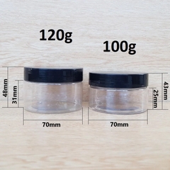 Hũ nhựa trong nắp đen 100g