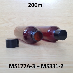 Chai nâu vai tròn nắp vặn đen 200ml