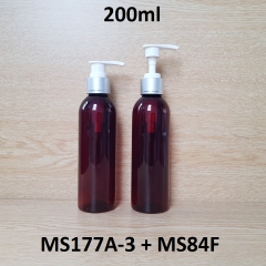 Chai nâu vai tròn vòi trắng khoen bạc 200ml