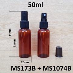 Chai nâu phun sương đen nắp chụp đen 50ml