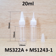 Chai trong vai ngang nắp nhọn 20ml