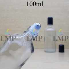 Chai tinh dầu nắp đen đầu bi lăn sắt 100ml