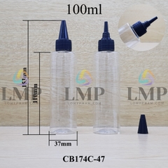 Chai PET vai ngang nắp nhọn sọc 100ml