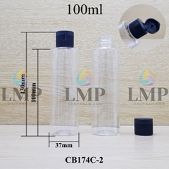 Chai PET vai ngang nắp bật sọc 100ml