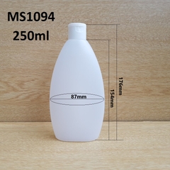 Chai HDPE trắng mờ nắp bật trơn trắng 250ml