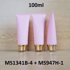 Tuýp tròn hồng nhám nắp vàng 100ml