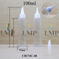 Chai PET vai ngang nắp nhọn sọc 100ml
