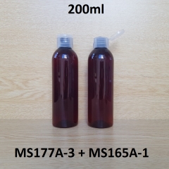 Chai nâu vai tròn nắp bật sọc trong LW 200ml