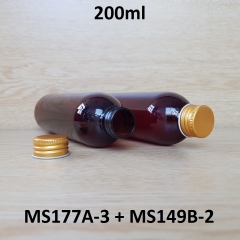 Chai nâu vai tròn nắp vàng cuốn 200ml