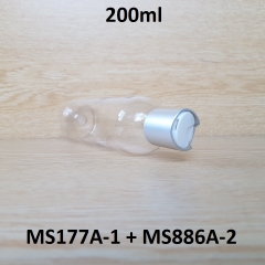 Chai trong vai tròn nắp nhấn trắng xi bạc 200ml