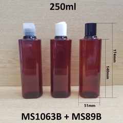 Chai vuông nâu nắp nhấn 250ml