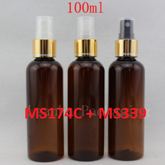 Chai nâu tròn phun sương xi vàng 100ml
