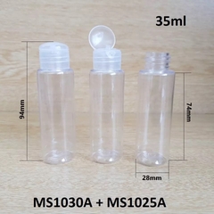 Chai trong vai ngang nắp bật 35ml
