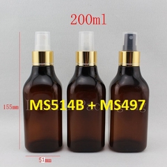 Chai nâu cổ cao phun sương xi vàng 200ml