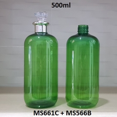Chai xanh lá nắp vặn kim cương bạc 500ml